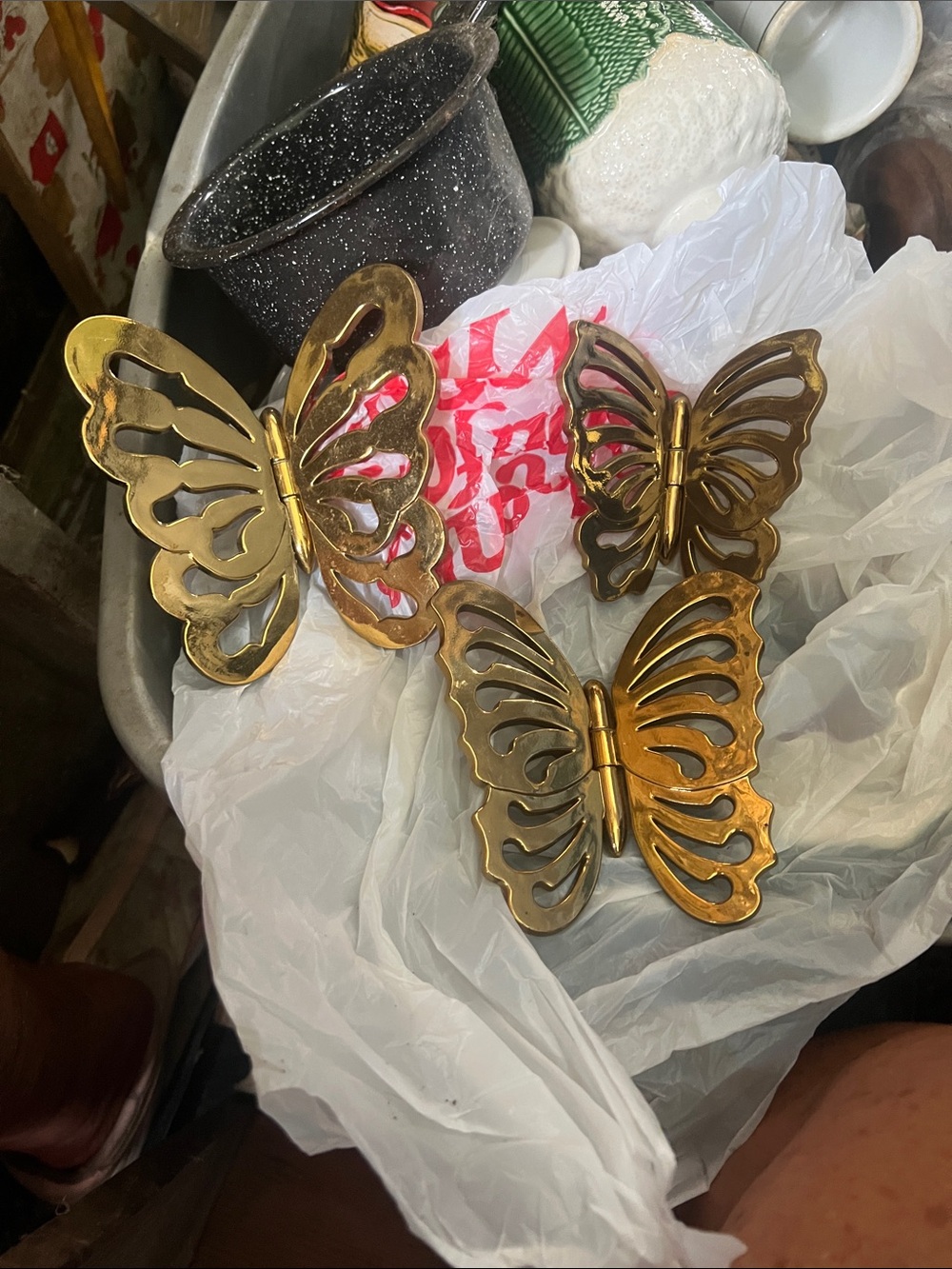 Source Unknown Brass Butterfly Wall Hooks - Gold Tone